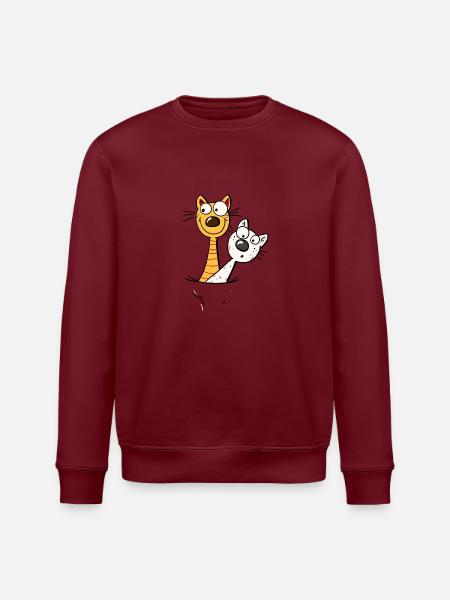 Two funny cats in the shirt - cat - kitten -fun - Stanley/Stella ROLLER Unisex Organic Sweatshirt - white
