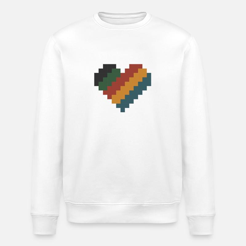 Retro Pixel Heart - Stanley/Stella ROLLER Unisex Organic Sweatshirt - white