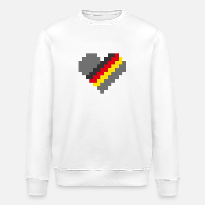 Deutschland Pixel Herz - Stanley/Stella Unisex Bio-Sweatshirt ROLLER - Weiß