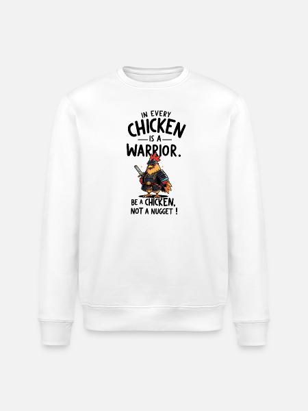 Chicken as a warrior - Stanley/Stella ROLLER Unisex Organic Sweatshirt - white