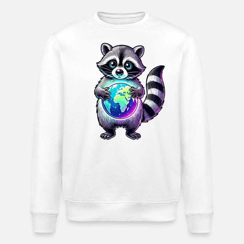 süßer Waschbär - Stanley/Stella Unisex Bio-Sweatshirt ROLLER - Weiß