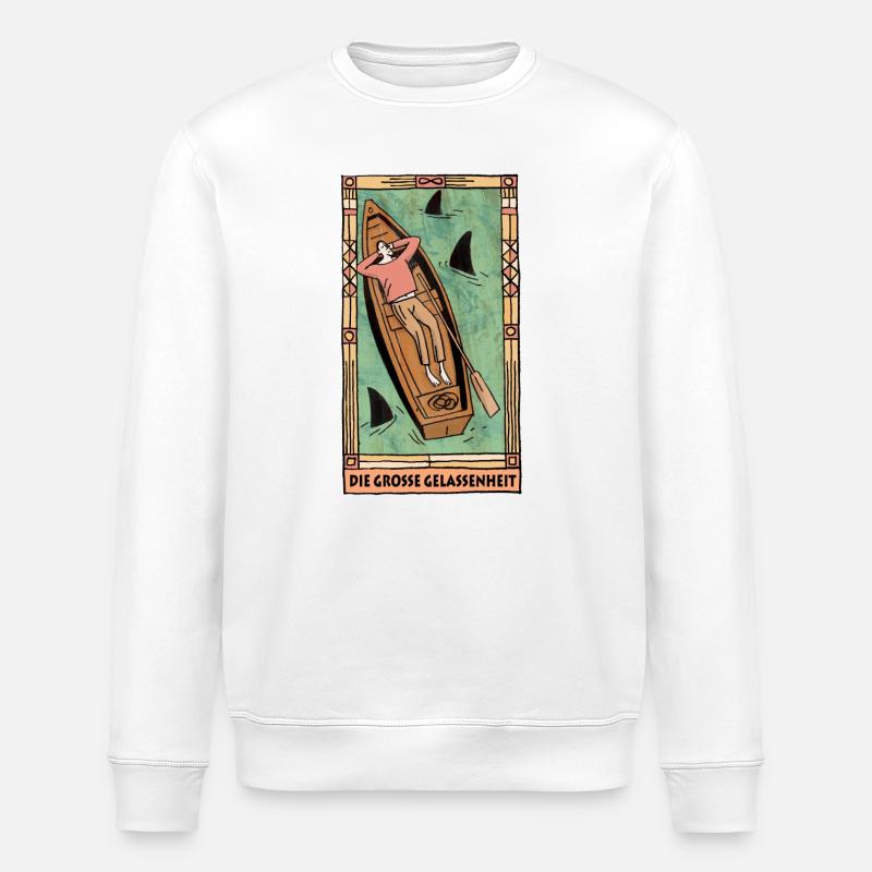 Die Große Gelassenheit Tarotboot - Stanley/Stella Unisex Bio-Sweatshirt ROLLER - Weiß