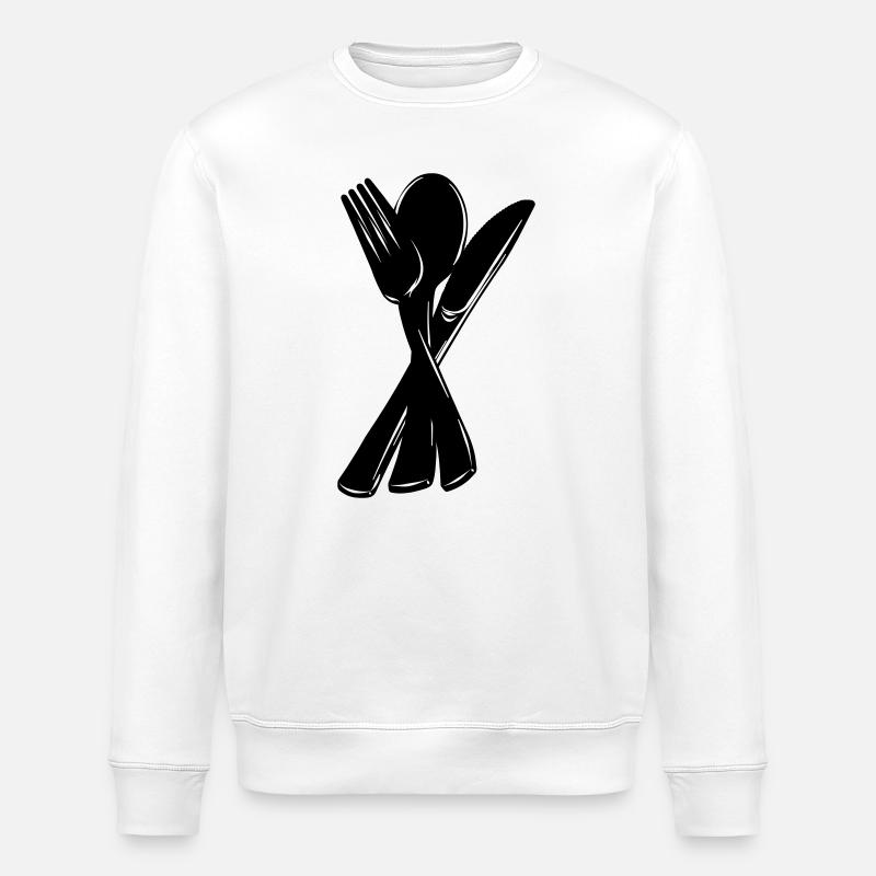 Fourchette et cuillère à couteaux - Sweat bio ROLLER Stanley/Stella Unisexe - blanc