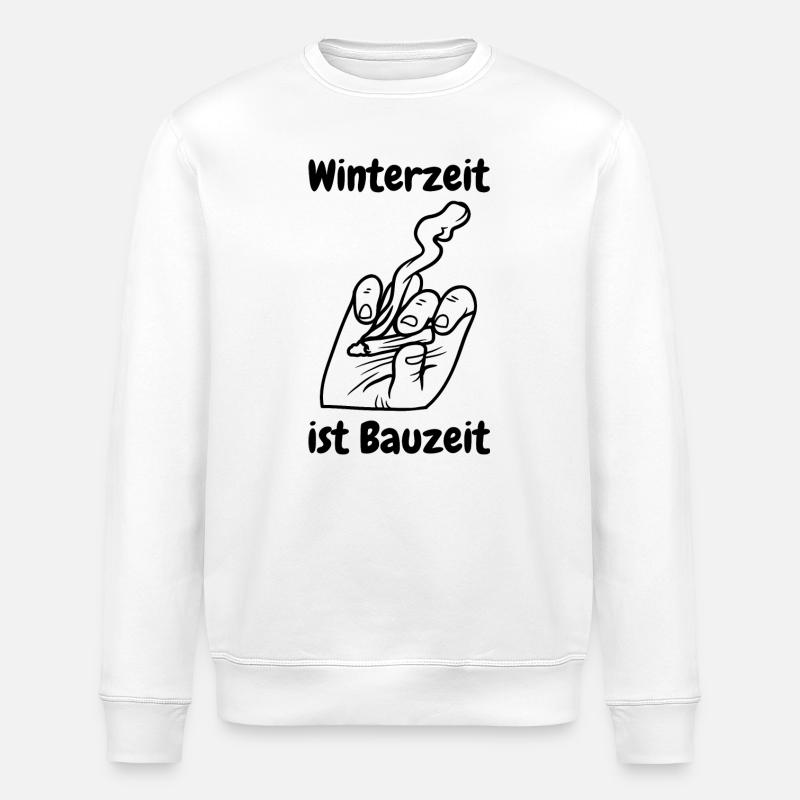 Winterzeit ist Bauzeit - Stanley/Stella Unisex Bio-Sweatshirt ROLLER - Weiß