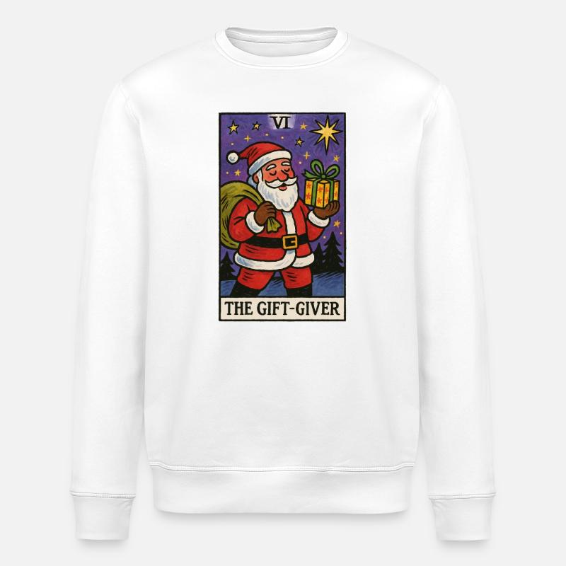 Weihnachtsmann-Geschenkgeber-Tarot-Kunstdesign - Stanley/Stella Unisex Bio-Sweatshirt ROLLER - Weiß