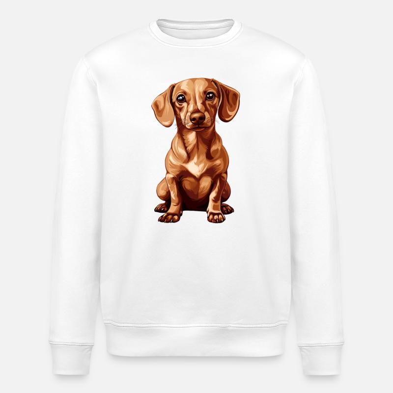 Teckel mignon avec de grands yeux - Sweat bio ROLLER Stanley/Stella Unisexe - blanc