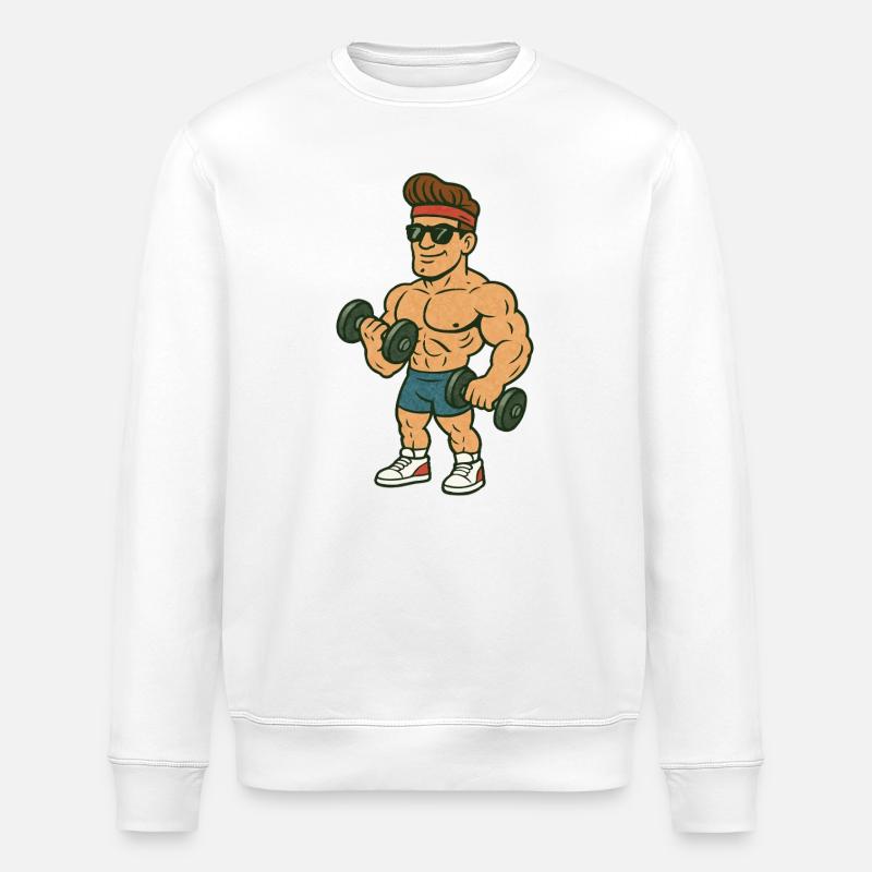 Bodybuilder Comic - Stanley/Stella Unisex Bio-Sweatshirt ROLLER - Weiß