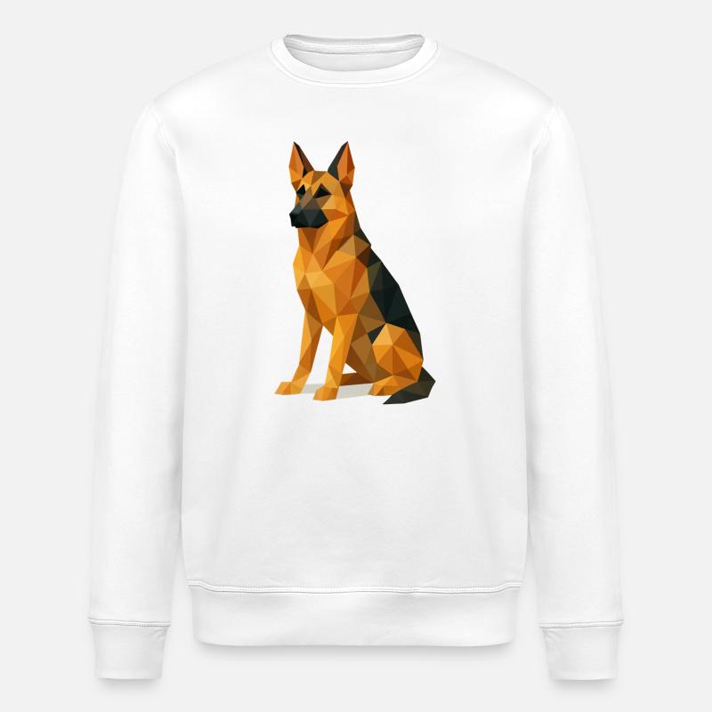 Chien Berger Allemand en Low Poly - Sweat bio ROLLER Stanley/Stella Unisexe - blanc