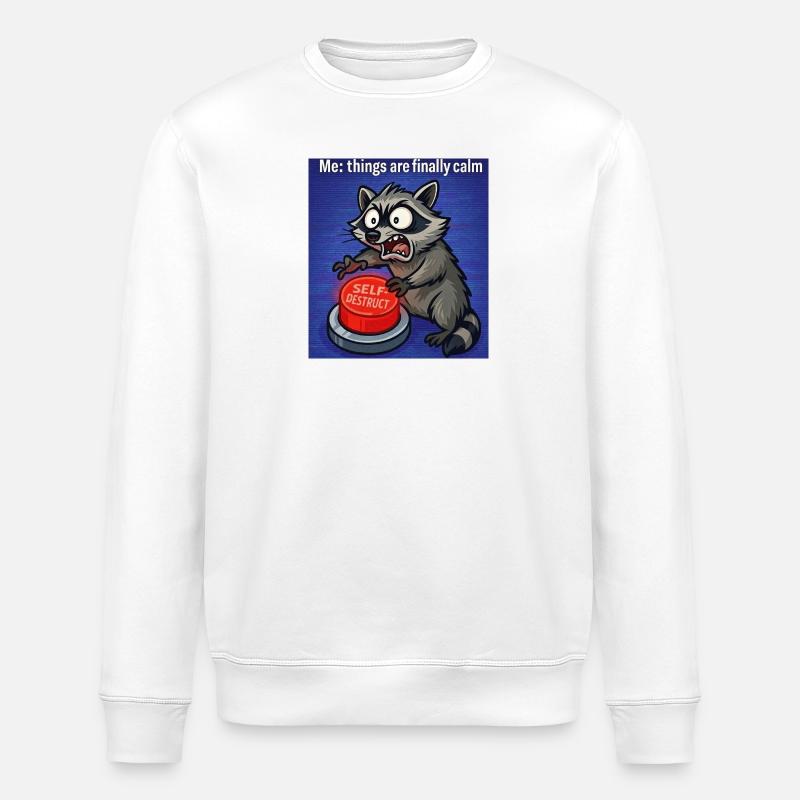 Waschbär-Selbstzerstörungs-Meme - Stanley/Stella Unisex Bio-Sweatshirt ROLLER - Weiß