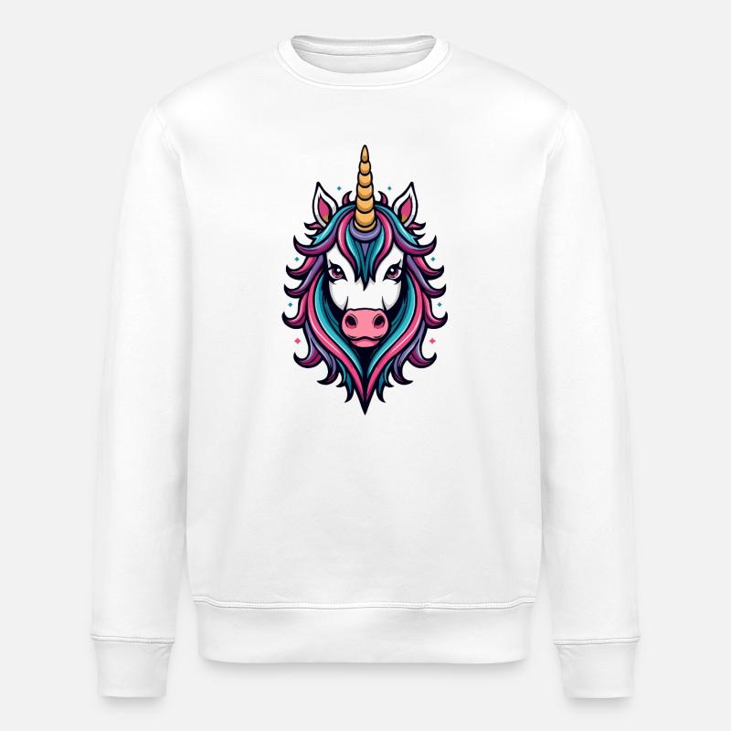 Wilde Einhorn Neon-Pracht - Stanley/Stella Unisex Bio-Sweatshirt ROLLER - Weiß