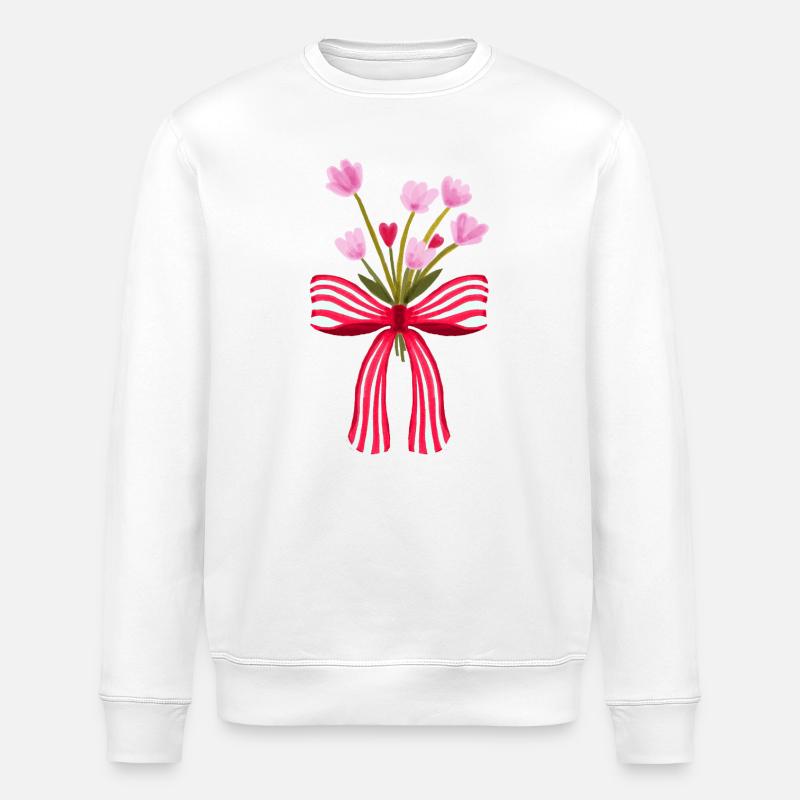 Aquarell-Blumen mit Schleife - Stanley/Stella Unisex Bio-Sweatshirt ROLLER - Weiß
