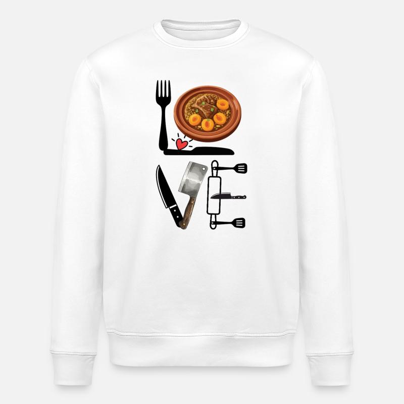 Eintopf-Liebe und Messer-Illustration - Stanley/Stella Unisex Bio-Sweatshirt ROLLER - Weiß