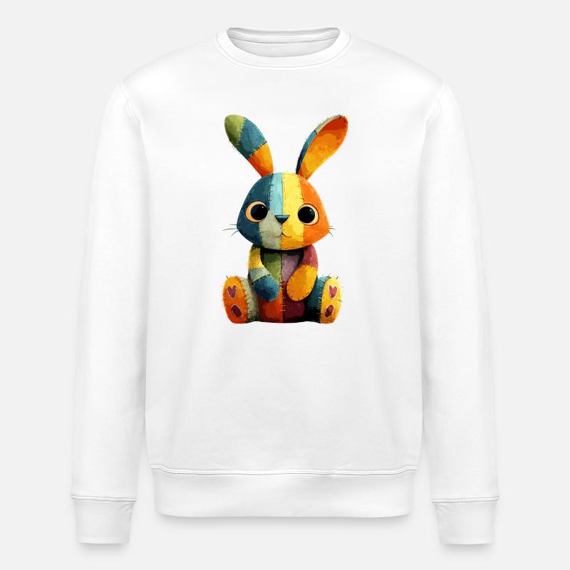 Patchwork Häschen Farbenfestival - Stanley/Stella Unisex Bio-Sweatshirt ROLLER - Weiß