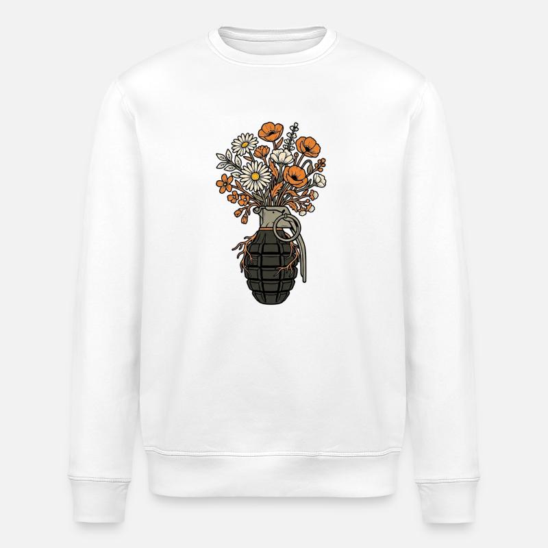 Flower Garnet Peace - Stanley/Stella ROLLER Unisex Organic Sweatshirt - white