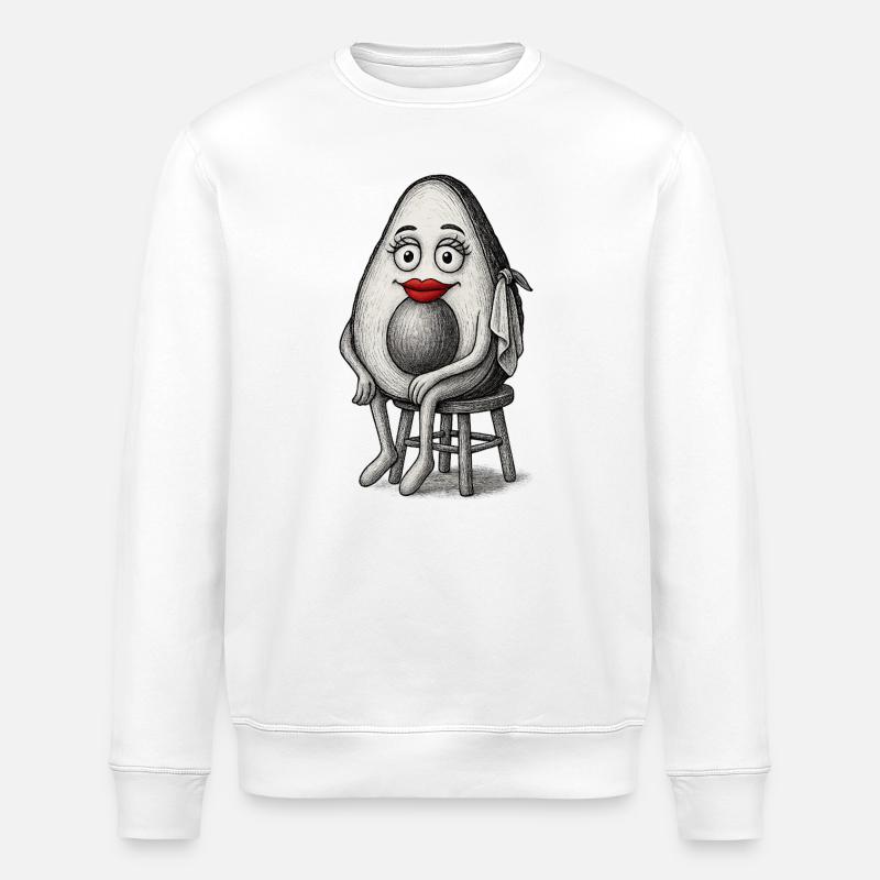Quirky Avocado - Stanley/Stella ROLLER Unisex Organic Sweatshirt - white