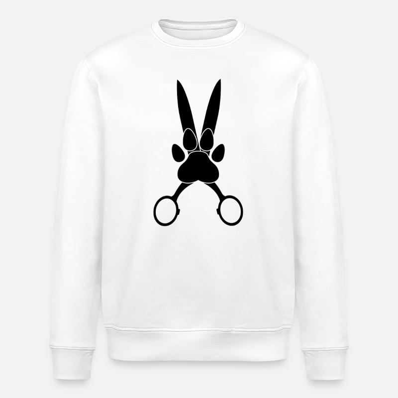 Dog Paw on Scissors - Stanley/Stella ROLLER Unisex Organic Sweatshirt - white