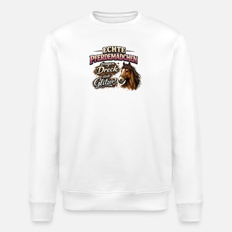 Echte Pferdemädchen: Dreck statt Glitzer - Stanley/Stella Unisex Bio-Sweatshirt ROLLER - Weiß