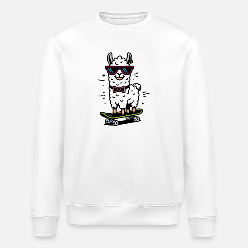 Skate Lama - Stanley/Stella Unisex Bio-Sweatshirt ROLLER - Weiß