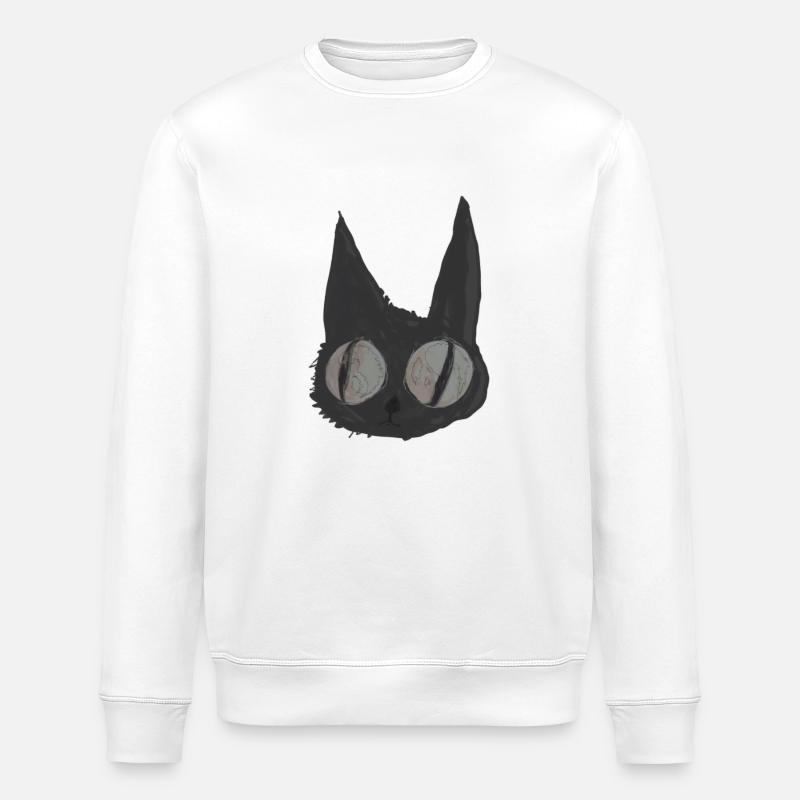 Psycho Cat, schwarze Katze, Illustration - Stanley/Stella Unisex Bio-Sweatshirt ROLLER - Weiß