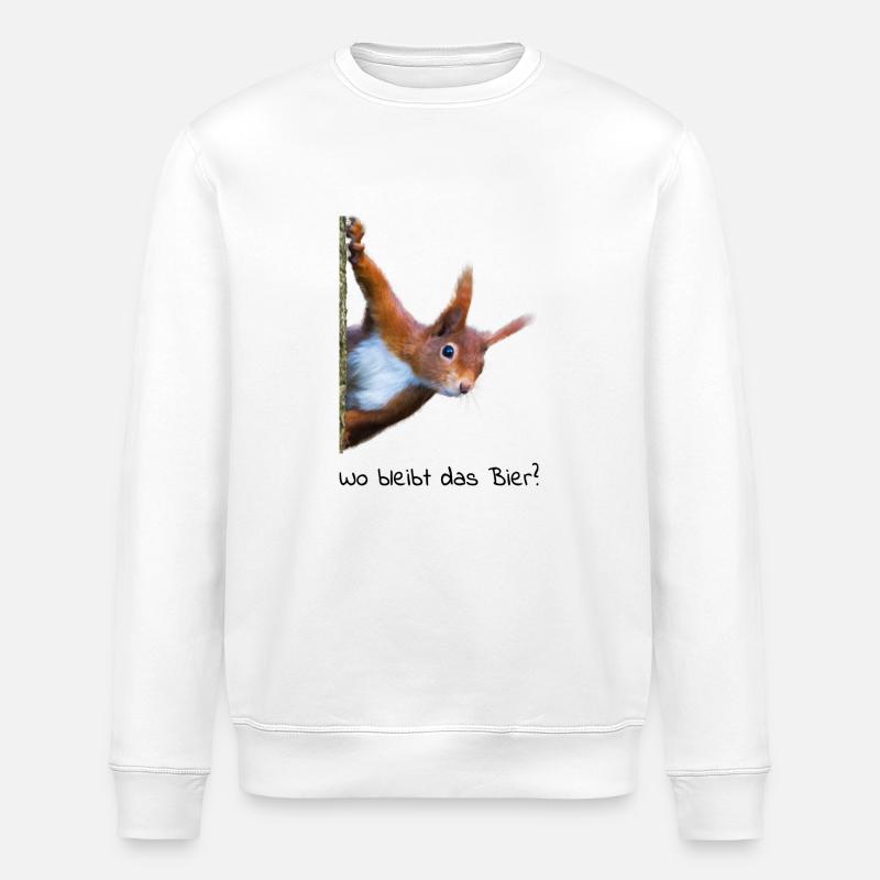 Eichhörnchen sucht Bier - Stanley/Stella Unisex Bio-Sweatshirt ROLLER - Weiß