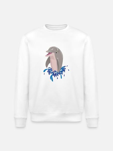 Dolphin sea beach splashes - Stanley/Stella ROLLER Unisex Organic Sweatshirt - white
