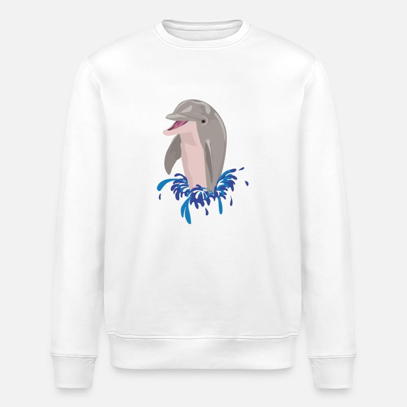 Dolphin sea beach splashes - Stanley/Stella ROLLER Unisex Organic Sweatshirt - white