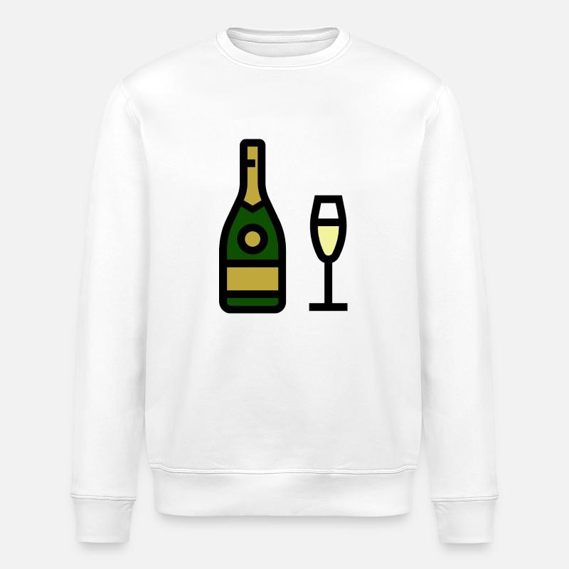 Champangnerglas, Sekt, Sektglas - Stanley/Stella Unisex Bio-Sweatshirt ROLLER - Weiß