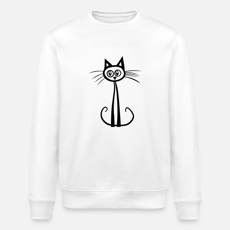 Katze - Stanley/Stella Unisex Bio-Sweatshirt ROLLER - Weiß