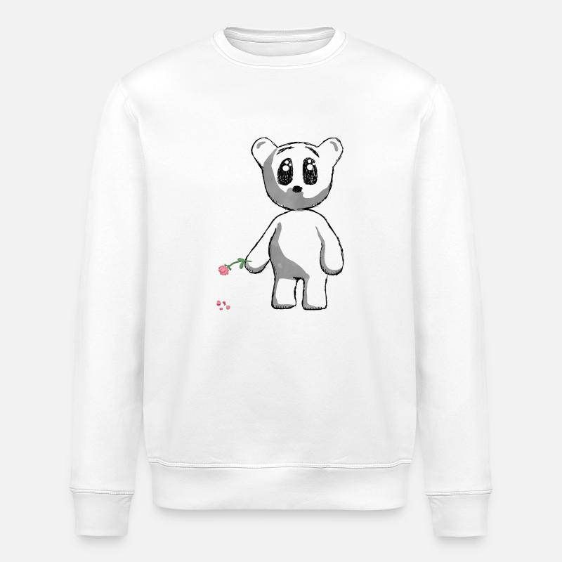 Teddy avec Rose - Sweat bio ROLLER Stanley/Stella Unisexe - blanc