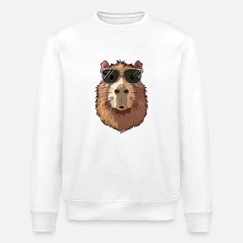 Capybara Sunglasses - Stanley/Stella ROLLER Unisex Organic Sweatshirt - white