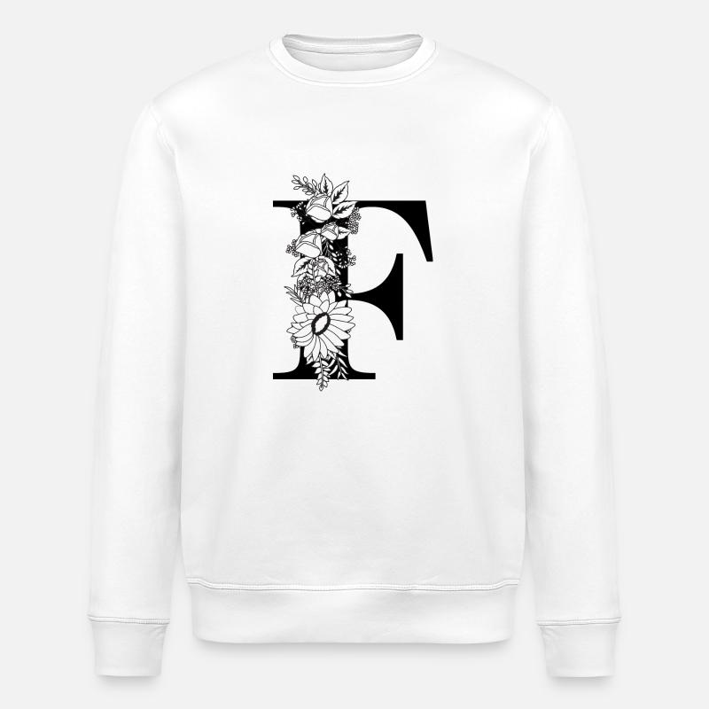 Blumenbuchstabe f schwarz-weiß - Stanley/Stella Unisex Bio-Sweatshirt ROLLER - Weiß