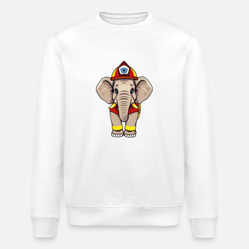 Hero Elephant Firefighter - Stanley/Stella ROLLER Unisex Organic Sweatshirt - white