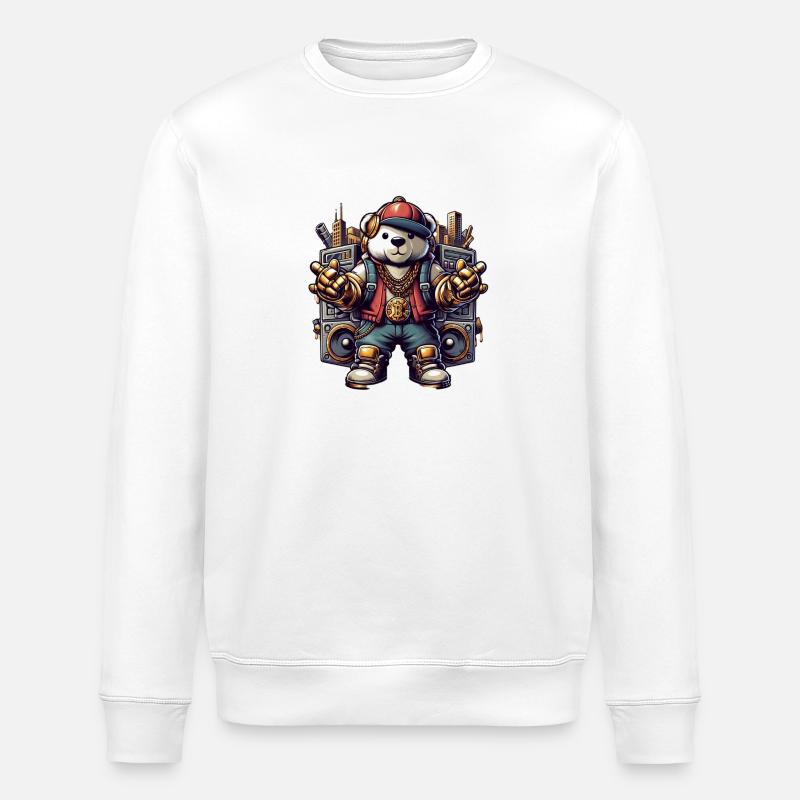 Hiphop Bär - Stanley/Stella Unisex Bio-Sweatshirt ROLLER - Weiß