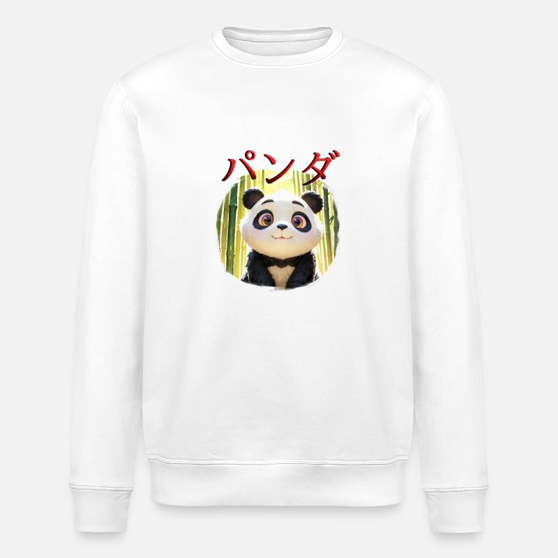 Niedliches Panda-Design - Stanley/Stella Unisex Bio-Sweatshirt ROLLER - Weiß