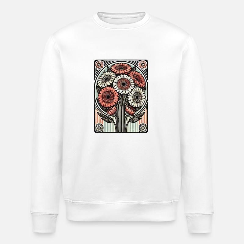 Gerbera Daisy - Stanley/Stella ROLLER Unisex Organic Sweatshirt - white