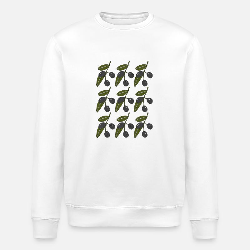 Olive branch pattern - Stanley/Stella ROLLER Unisex Organic Sweatshirt - white
