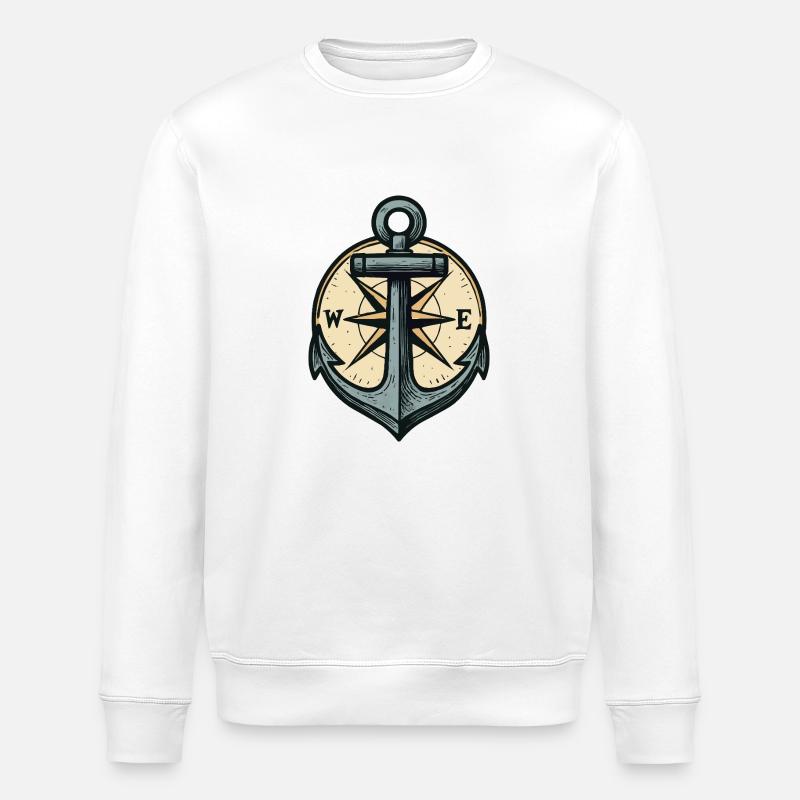 Boussole d’ancre - Sweat bio ROLLER Stanley/Stella Unisexe - blanc