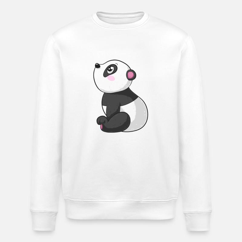 Träumender Comic Panda - Stanley/Stella Unisex Bio-Sweatshirt ROLLER - Weiß