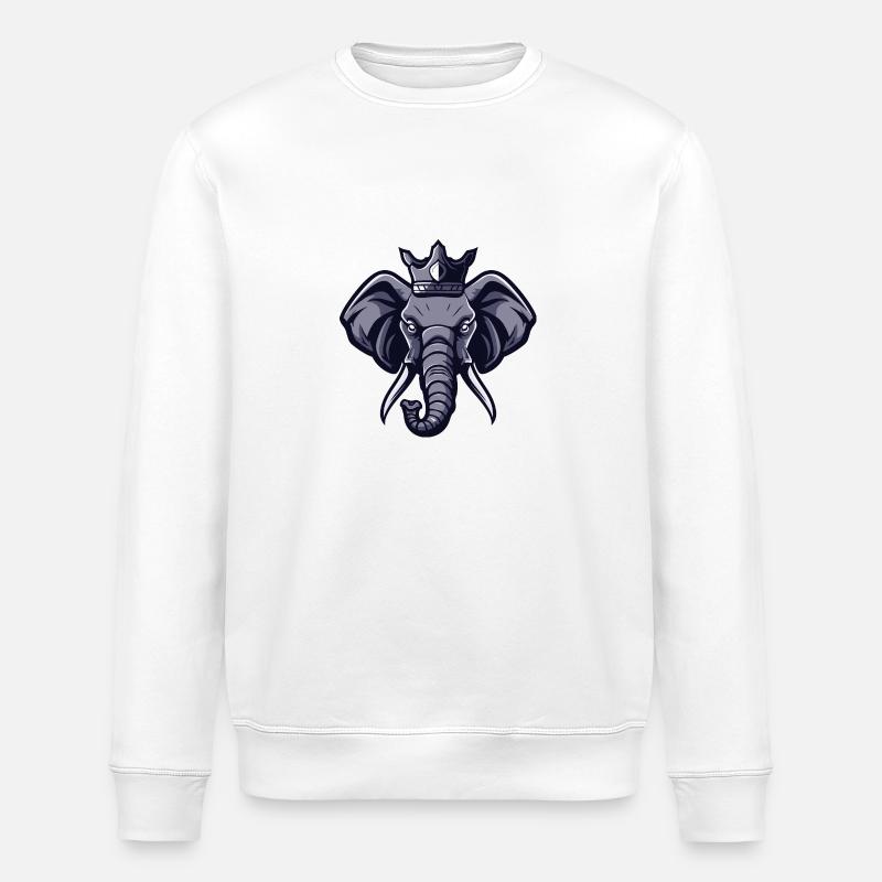 Elephant Head Crown - Stanley/Stella ROLLER Unisex Organic Sweatshirt - white