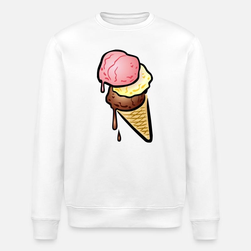 Eistüte mit drei Kugeln Eis - Stanley/Stella Unisex Bio-Sweatshirt ROLLER - Weiß