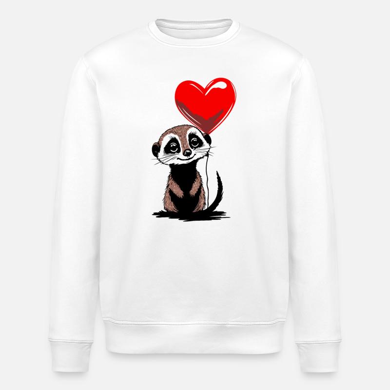 Erdmännchen Herz Luftballon - Heartful Creatures - Stanley/Stella Unisex Bio-Sweatshirt ROLLER - Weiß
