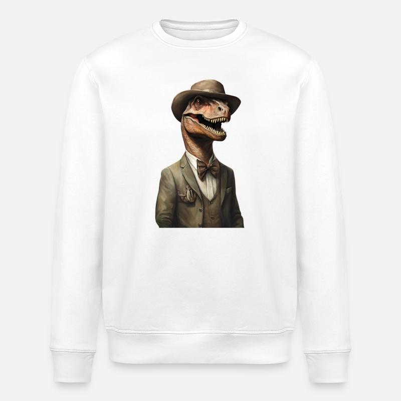 Elegantes Dinosaurier-Porträt - Stanley/Stella Unisex Bio-Sweatshirt ROLLER - Weiß