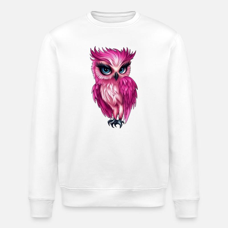 pink rosa Fantasy Eule :) - Stanley/Stella Unisex Bio-Sweatshirt ROLLER - Weiß