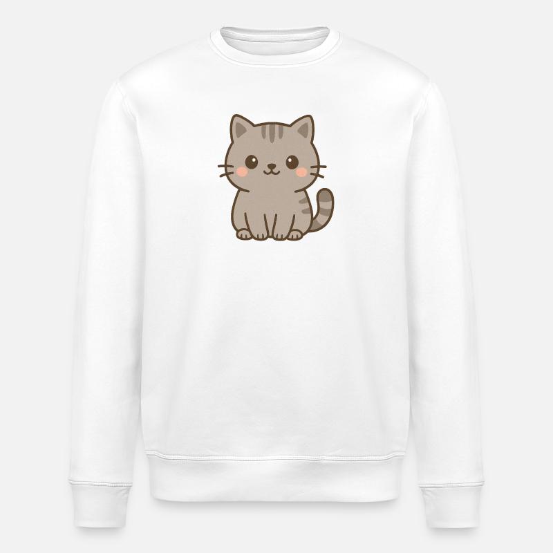 Niedliches graues Kätzchen - Stanley/Stella Unisex Bio-Sweatshirt ROLLER - Weiß