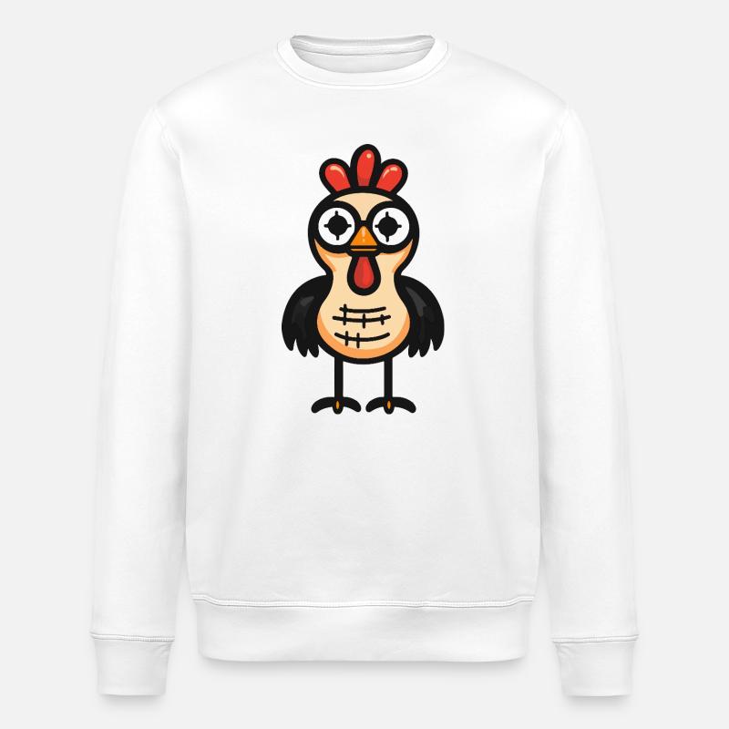Rooster Halloween Comic Zombie - Stanley/Stella ROLLER Unisex Organic Sweatshirt - white