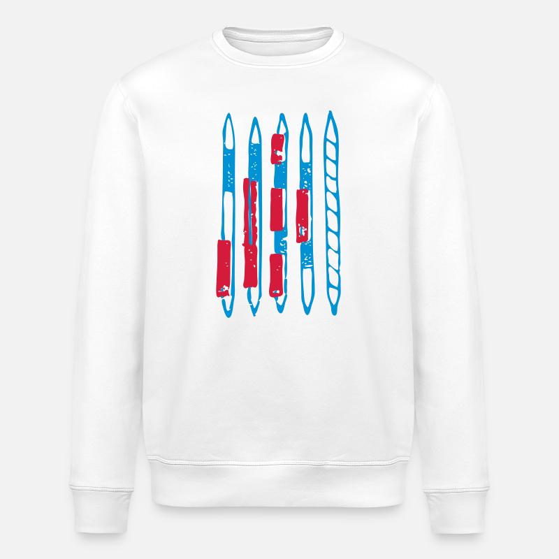 Blaurote Stäbe, Mikado - Stanley/Stella Unisex Bio-Sweatshirt ROLLER - Weiß