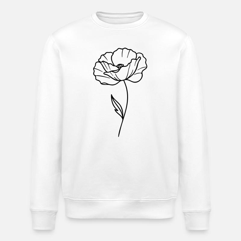 Poppy – Line Graphic, Flower Outlines - Stanley/Stella ROLLER Unisex Organic Sweatshirt - white