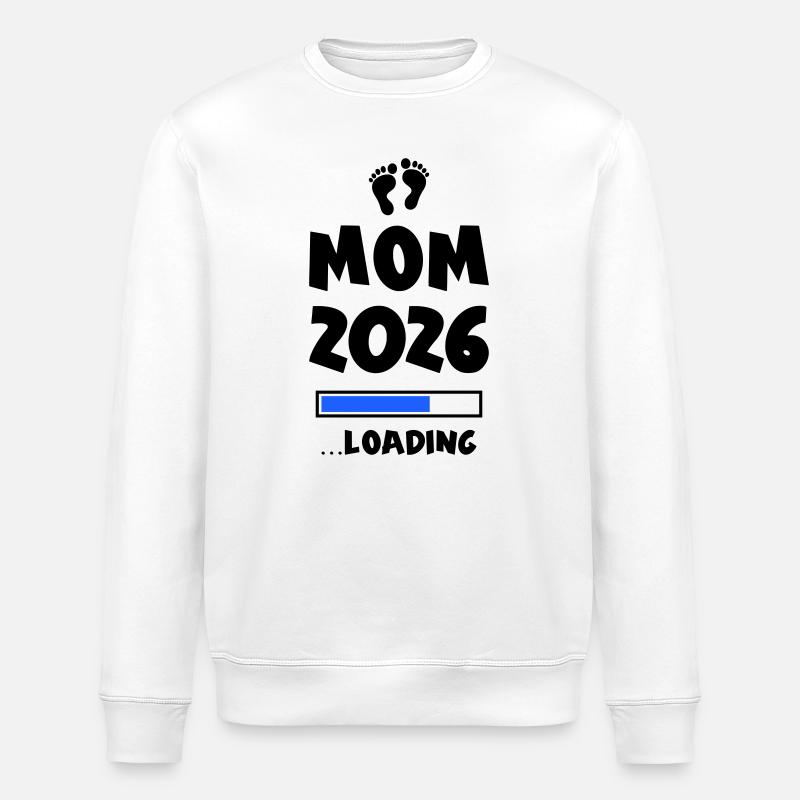 Mom 2026 Loading Mama - Stanley/Stella ROLLER Unisex Organic Sweatshirt - white