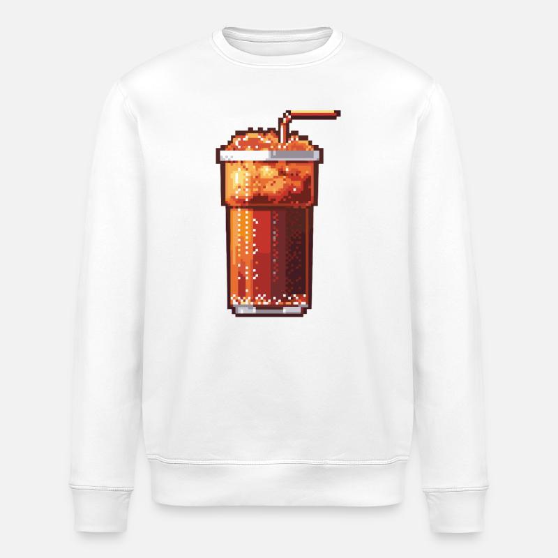 Pixel Cola Glas mit Eis - Stanley/Stella Unisex Bio-Sweatshirt ROLLER - Weiß