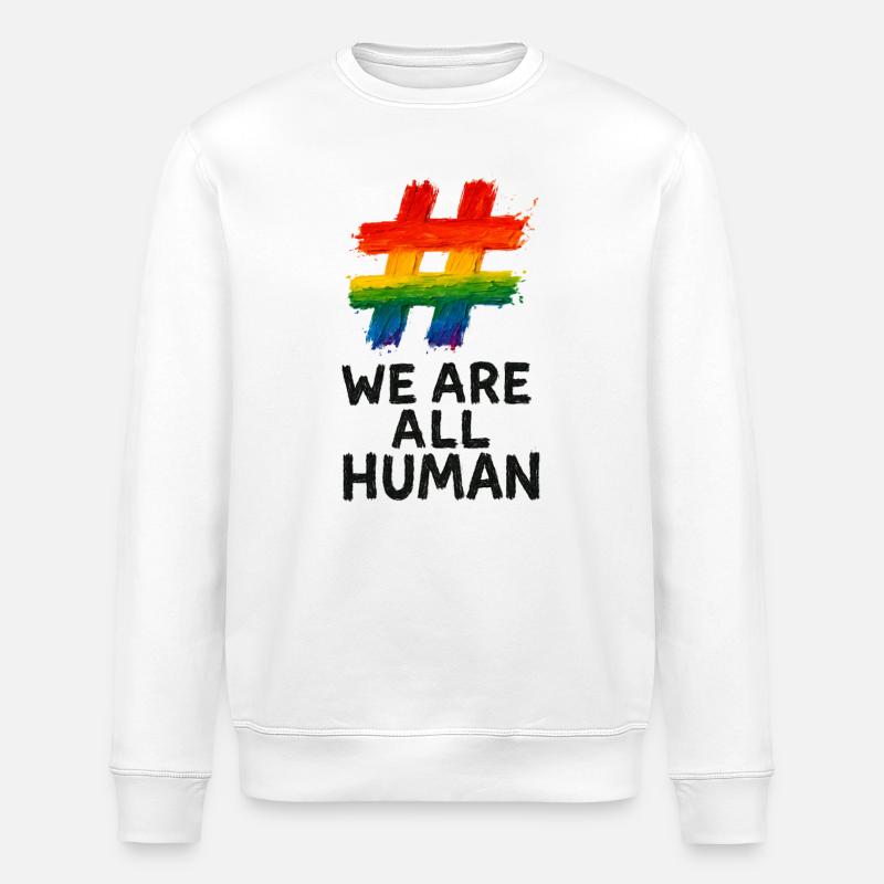 #WeAreAllHuman - Conception d’aquarelle arc-en-ciel - Sweat bio ROLLER Stanley/Stella Unisexe - blanc